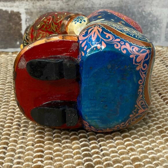 Vtg Wooden Solid Russian Hand Carved Ded Moroz Santa Claus 7" folklore figurine - Picture 14 of 16